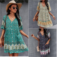 Afbeelding in Gallery-weergave laden, "Paula" Designer-Boho-Kleid