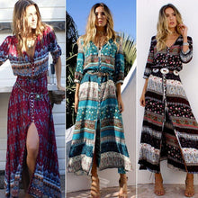 Afbeelding in Gallery-weergave laden, "Silvia" Stilvolles Designer-Boho-Kleid