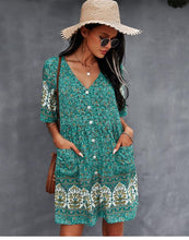 Afbeelding in Gallery-weergave laden, "Paula" Designer-Boho-Kleid
