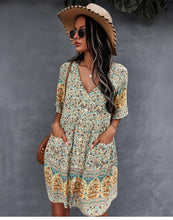 Afbeelding in Gallery-weergave laden, "Paula" Designer-Boho-Kleid
