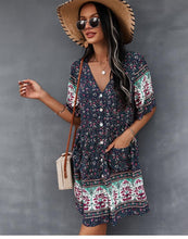 Afbeelding in Gallery-weergave laden, "Paula" Designer-Boho-Kleid
